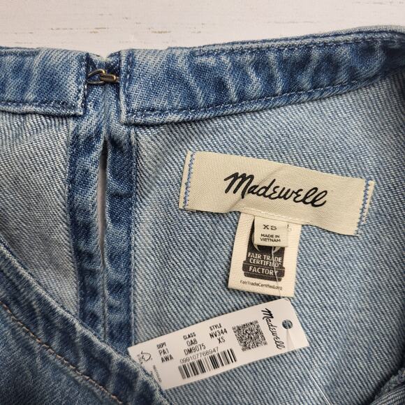 Madewell Circle Jean Mini Dress Airy Denim Fit and Flare Ashbury Medium Wash XS - Picture 8 of 11